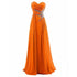 Strapless A-Line Chiffon Bridesmaid Dress With Beading Crystals and Pleats Corset Back