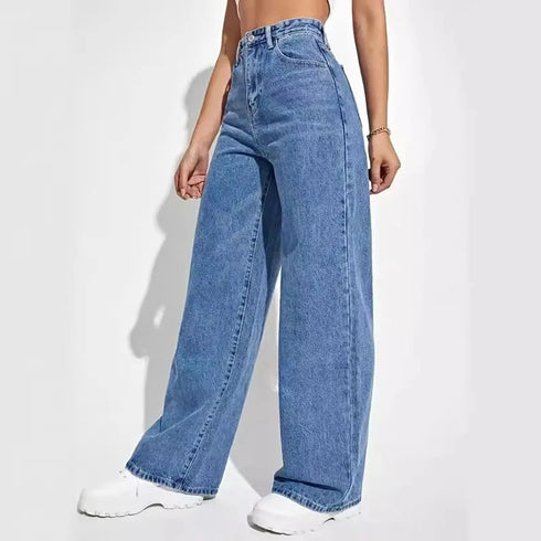 Baggy Jeans Retro High Waist Straight Leg For Women Ankle Length Denim With Pockets Casual Everyday