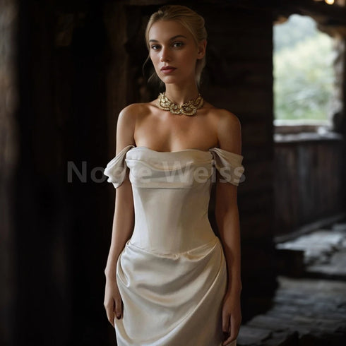 Elegant Floor-Length Wedding Dress with One-Shoulder Style