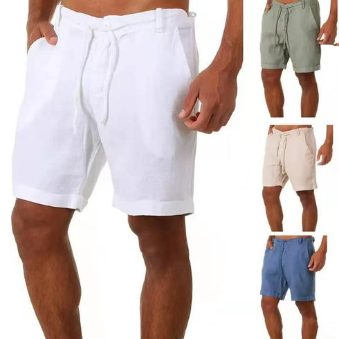 Men's Linen Shorts Casual Breathable Jogging Pants Streetwear