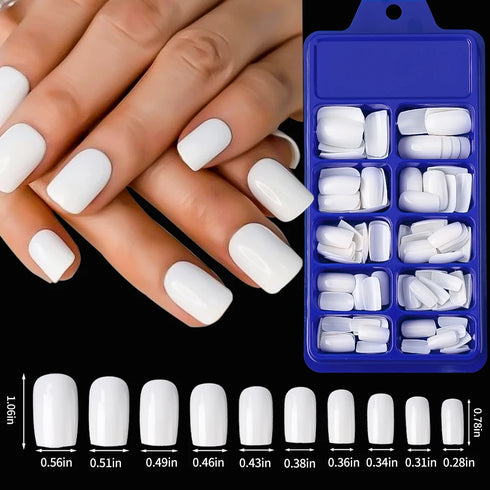 Elegant Medium Trapezoid Acrylic Press-On Nails - Full Cover Artificial Fingernails for Parties - 100pcs Extension Fake Nail Tips