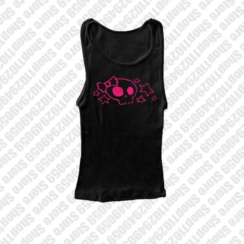 2000s Y2k Harajuku Crop Tops Gothic Letter Print Slim Stitch Graphic Tees Summer Streetwear