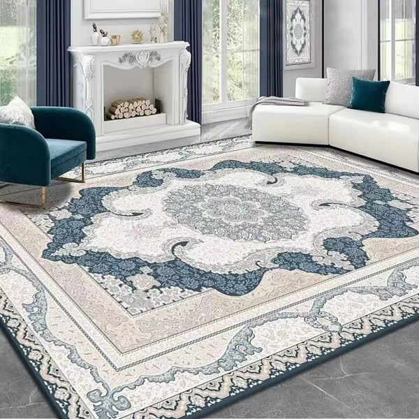 French Retro Persian Carpet Non Slip Mat for Living Room and Bedroom Rug