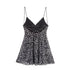 TRAF Women's Vacation Style Printed Silk Mesh V Neck Halter Mini Dress