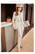 Chic Korean Fashion Women's 3-Piece Blazer Suit Set with Long Sleeve Vintage Jacket and Vest + Slim Straight Pencil Pants for Elegant Business Outfits