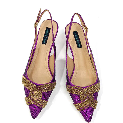 Italian Design Texture Shoes And Bags Rhinestones High Heels