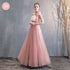 Bridesmaid Dress Tea-Length Tulle With Built-In Bra, V-Neck Pleated Design For Prom And Wedding Dress