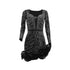 Long Sleeve V Neck Transparent Club Dress with Diamonds
