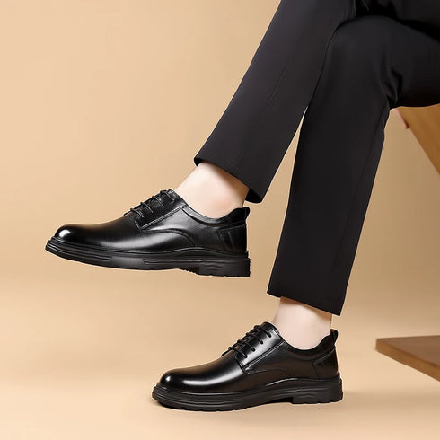 Men's Leather Oxford Shoes for Business and Office Wear Comfortable Slip-Resistant Flats