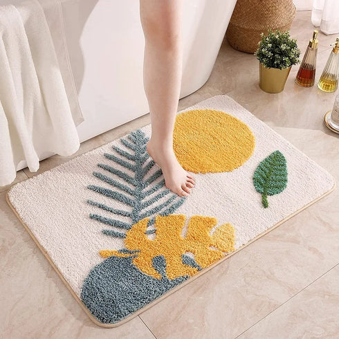 Leaves Bathroom Rugs Non Slip Soft Microfiber Bath Mat Extra Soft Water Absorbent Shower Floor Rug