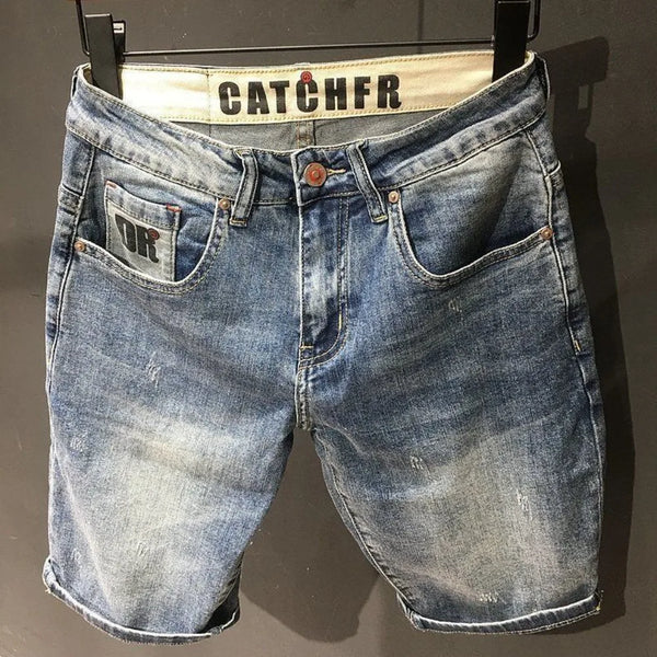 Casual Vintage Denim Shorts For Men Knee Length Streetwear Jeans