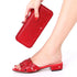 Party Wedding Shoes Women Shoes Bag Set Rhinestone Crystal Summer Fashion Slippers