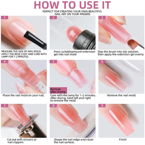 Ultimate Nail Extension Gel Kit for Stunning UV Varnish Nail Art Manicure – Complete Slip Solution & Quick Extension Tool Set for Professional Nail Care