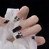 24Pcs Long Acrylic Ballet Fake Nails with Rhinestone Chain Design - Full Cover Press-On Nail Tips for Stylish Nail Art Enthusiasts
