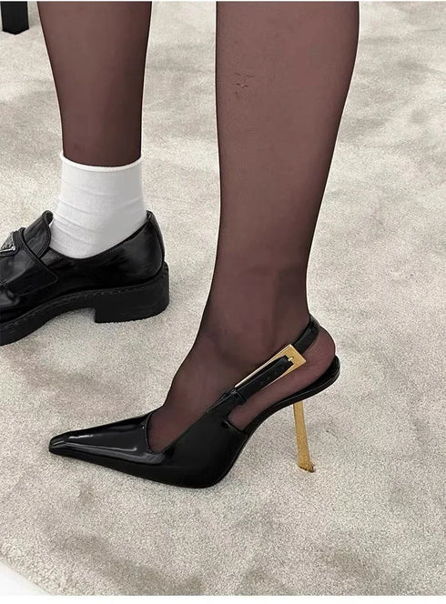 Pointed Stiletto Heels Women Pumps Patent Leather Elegant Office Shoes