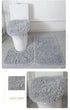 3 Piece Solid Color Bathroom Carpet Set Non-Slip Toilet Lid Cover Rugs Kit