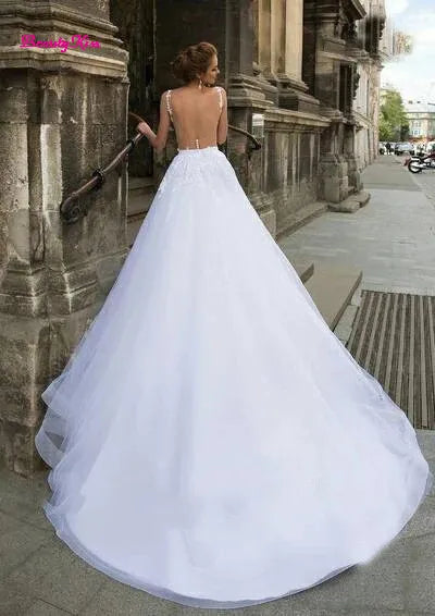 Modern Short Mermaid Wedding Dress with Detachable Train Bridal Gown