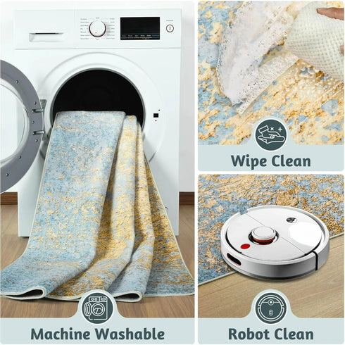 Faux Cashmere Printed Carpet Abstract Collection Soft Modern Rugs for Living Room Bedroom Home Decor