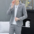 Korean Slim Fit Two-Piece Suit Set for Men Casual Trendy British Style Coat and Trousers