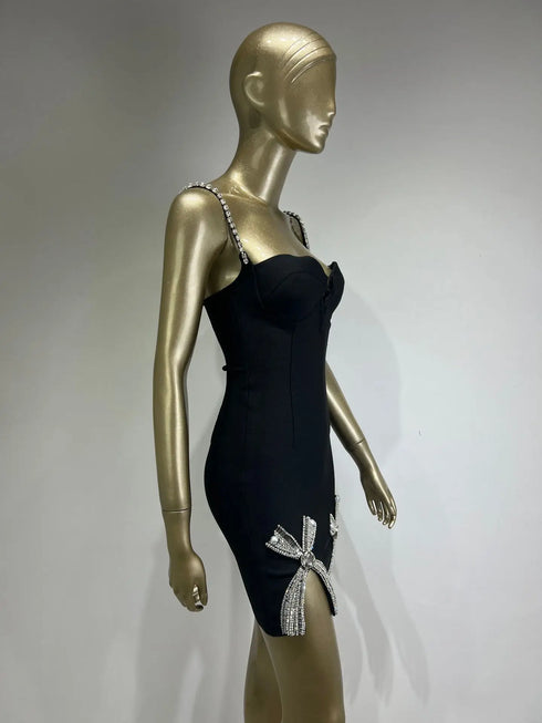 Women Summer Sexy V Neck Beaded Mini Bodycon Dress Evening Club Party Dress