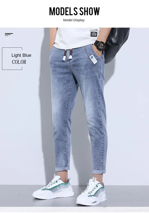 Korean Street Luxury Work Pants Men's Jogger Jeans Denim Wear
