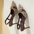 Women Pointed Toe Metal Buckle High Heel Anti Slip Sandals