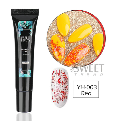 8ml Black Nail Stamping Gel Polish for Stunning Manicure Art with White Gold Transfer Gel, Perfect for UV Soak Off Varnish and Nail Art Stamping Plate Tools