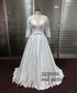 Arabic Women Wedding Gowns Luxury V-neck Satin Lace Dress