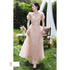 Off Shoulder Bridesmaid Dress Elegant Bubble Sleeve Floral Print Aline Gown For Party