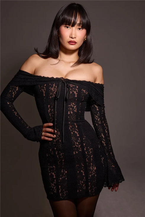 Mozision Lace Off-shoulder Sexy Maxi Dress Elegant Evening Dress