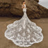 Customized Mermaid Long Sleeve Wedding Dress with Lace Appliques and Deep V-Neck Design