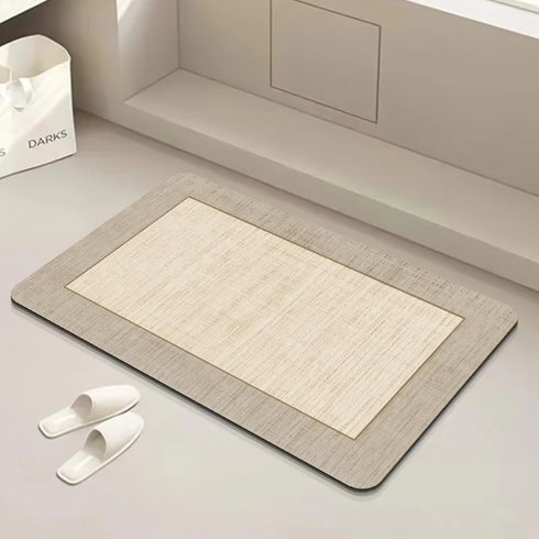 Diatomaceous Earth Non-Slip Bath Mat Super Absorbent Bathroom Rug Thin Rubber Pad