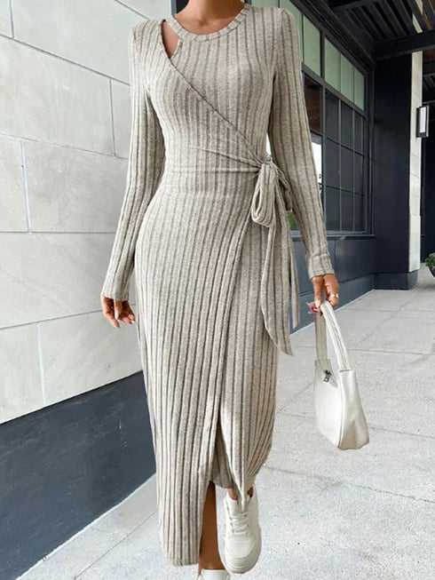 Women Knitting Loungewear Maxi Dress Autumn Winter Party Dress
