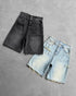 Y2k Black Punk Wash Baggy Work Shorts Casual Streetwear