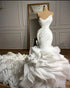 Elegant Mermaid Wedding Dresses with Sweetheart Ruffles and Chapel Train