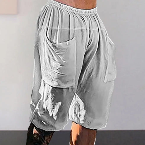 Fashion Summer Men's Linen Shorts Cargo Beach Shorts for Men