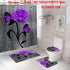 Red Rose and Butterfly Bathroom Mat and Shower Curtain Set Waterproof Eco-Friendly Design