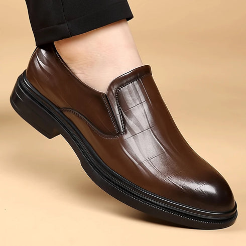 Luxury Men's Casual Loafers Leather Business Wedding Shoes Slip-on Office Formal Footwear