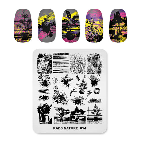 Nature-Inspired Nail Art Stamping Plate - Stainless Steel DIY Manicure Tool with Leaf and Umbrella Patterns for Stunning Nail Designs