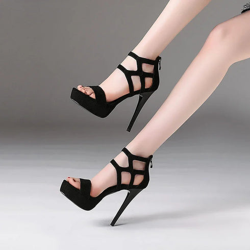 Elegant Kitten Heels for Women - Stripper Platform Sandals with Thin Stiletto Design