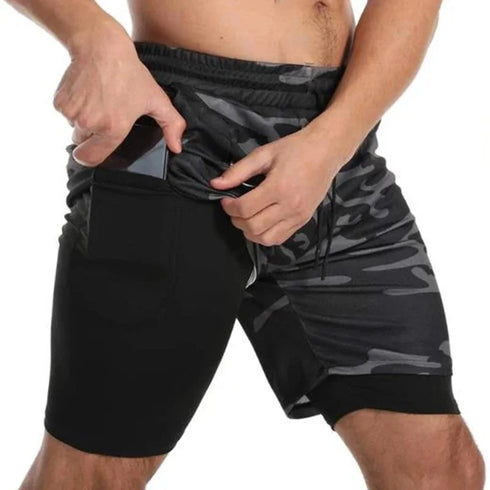 Men's Gym Shorts Camo 2 in 1 Performance Fitness Shorts Summer