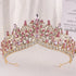 Baroque Crystal Beaded Tiara Crown for Women and Girls - Elegant Bridal Hair Accessories