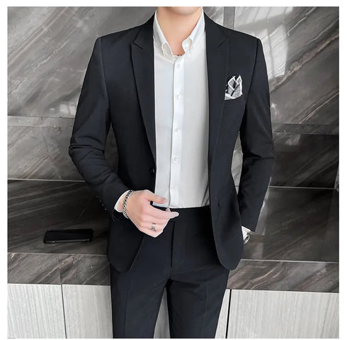 Fashionable Men's Suit and Trousers Two-Piece Set for Business Casual and Weddings