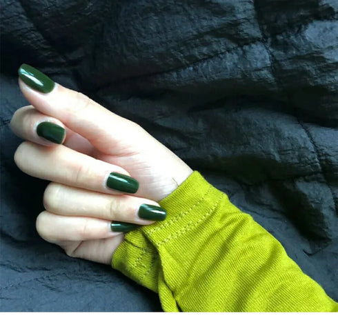 24pcs Glossy Medium Square Press On Nails in Demitint Series, Solid Color Reusable False Nails with Jelly Stickers for Effortless Nail Art