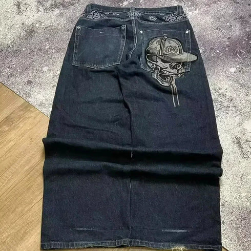 Baggy Jeans Women Wide Leg High Waist Vintage Washed Print Streetwear Casual Everyday Relaxed Fit