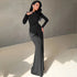 Elegant O-neck Long Sleeve Bodycon Evening Party Dresses