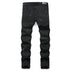 Men's Luxury Diamond Cross Jeans with Embroidered Leather Splice and Reflective Detailing - Perfect for High Street Style and Unique Fashion Statements