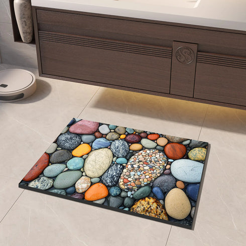 Stone Design Diatomite Bath Mat Non Slip Absorbent Quick Dry Shower Foot Mat