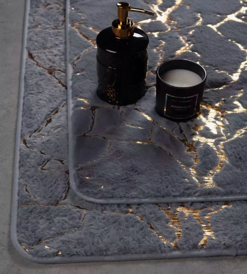 Marble Bathroom Rugs Nonslip Soft Rabbit Fur Bath Mats for Luxurious Bathroom Decor