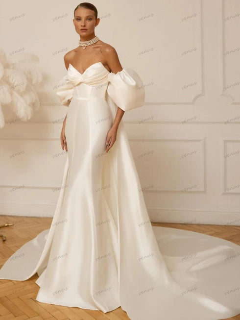 Elegant Simple Wedding Dresses Satin Sheath Mermaid Gowns